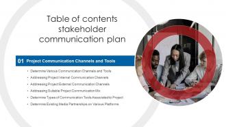 Table Of Contents Stakeholder Communication Plan Ppt Powerpoint Presentation Slide