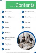 Table Of Contents Startup Funding Proposal Sample One Pager Sample Example Document