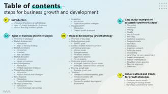 Table Of Contents Steps Business Growth Development Strategy SS