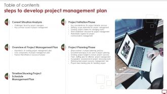 Table Of Contents Steps To Develop Project Management Plan