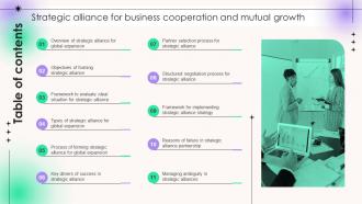 Table Of Contents Strategic Alliance For Business Cooperation And Mutual Growth