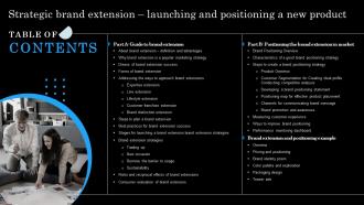 Table Of Contents Strategic Brand Extension Launching And Positioning A New Product
