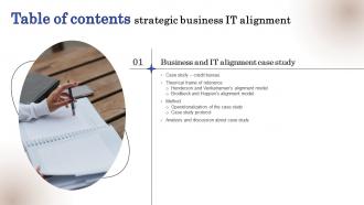 Table Of Contents Strategic Business IT Alignment Ppt Summary Skills