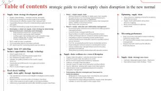 Table Of Contents Strategic Guide Avoid Supply Chain Disruption New Normal Strategy SS V