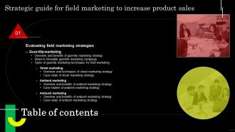 Table Of Contents Strategic Guide For Field Marketing To Increase Product Sales MKT SS