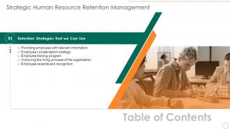 Table Of Contents Strategic Human Resource Retention Management Ppt Slide
