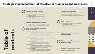 Table Of Contents Strategic Implementation Of Effective Consumer Adoption Process