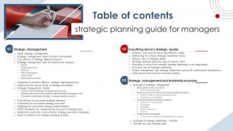 Table Of Contents Strategic Planning Guide For Managers