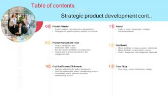 Table Of Contents Strategic Product Development Strategy Ppt Slides Rules