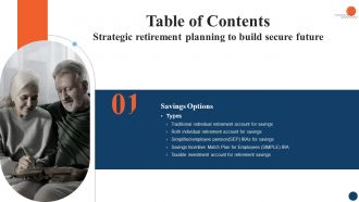 Table Of Contents Strategic Retirement Planning To Build Secure Future Fin SS