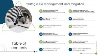Table Of Contents Strategic Risk Management And Mitigation Ppt Slides