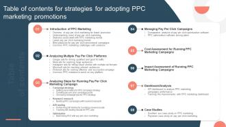 Table Of Contents Strategies For Adopting PPC Marketing Promotions MKT SS V
