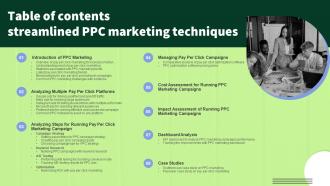 Table Of Contents Streamlined PPC Marketing Techniques MKT SS V