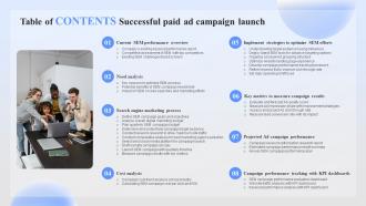 Table Of Contents Successful Paid Ad Campaign Launch