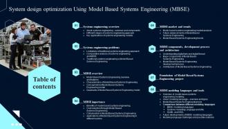 Table Of Contents System Design Optimization Using Model Based Systems Engineering MBSE