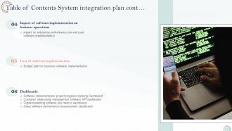 Table Of Contents System Integration Plan Ppt Show Designs Download