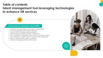 Table Of Contents Talent Management Tool Leveraging Technologies To Enhance Hr Services