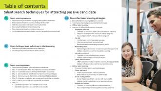 Table Of Contents Talent Search Techniques For Attracting Passive Candidate