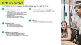Table Of Contents Talent Search Techniques For Attracting Passive Candidate Visual Appealing