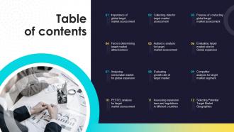 Table Of Contents Target Market Assessment For Global Expansion