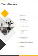 Table Of Contents Teambuilding Sports Proposal One Pager Sample Example Document