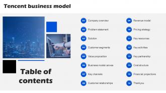 Table Of Contents Tencent Business Model BMC SS