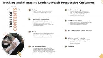 Table Of Contents Tracking And Managing Leads To Reach Prospective