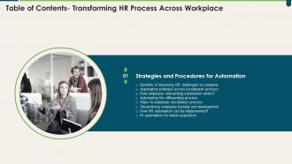 Table Of Contents Transforming HR Process Across Workplace Automation
