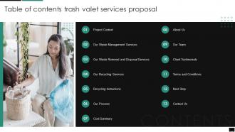 Table Of Contents Trash Valet Services Proposal Ppt Powerpoint Presentation Infographics Mockup