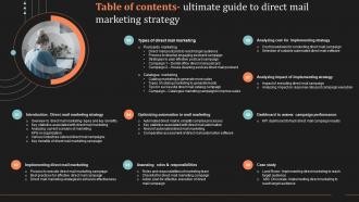 Table Of Contents Ultimate Guide To Direct Mail Marketing Strategy