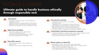 Table Of Contents Ultimate Guide To Handle Business Ethically Through Responsible Tech