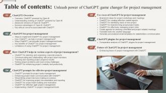 Table Of Contents Unleash Power Of Chatgpt Game Changer For Project Management ChatGPT SS