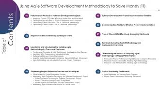 Table Of Contents Using Agile Software Development Methodology To Save Money IT