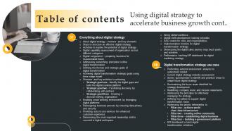Table Of Contents Using Digital Strategy To Accelerate Business Growth Strategy SS V Engaging Appealing