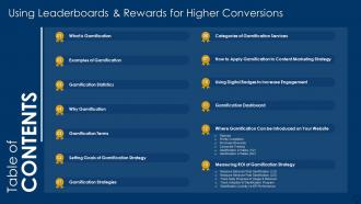 Table Of Contents Using Leaderboards And Rewards For Higher Conversions