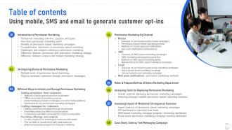 Table Of Contents Using Mobile SMS And Email To Generate Customer OPT Ins Mkt Ss V