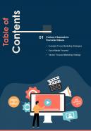 Table Of Contents Video Marketing Playbook One Pager Sample Example Document