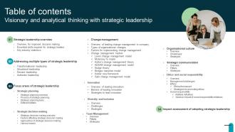 Table Of Contents Visionary And Analytical Thinking With Strategic Leadership Strategy SS V