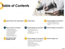 Table of contents ways to grow your business ppt portfolio elements