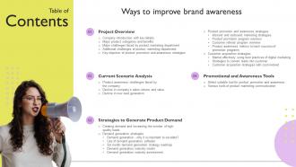 Table Of Contents Ways To Improve Brand Awareness