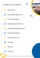 Table Of Contents Website Design Proposal Template One Pager Sample Example Document