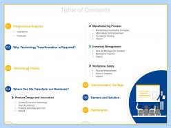 Table of contents workplace transformation incorporating advanced tools technology