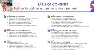 Tables Of Contents Business To Business E Commerce Management