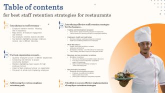 Tables Of Contents For Best Staff Retention Strategies For Restaurants