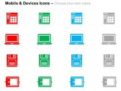 Tablet calculator floppy drive ppt icons graphics