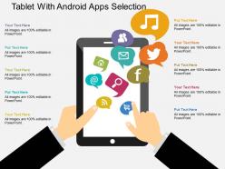 Tablet with android apps selection flat powerpoint design