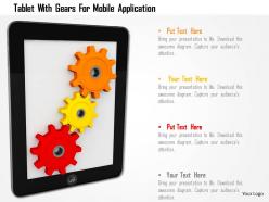 Tablet with gears for mobile application image graphics for powerpoint