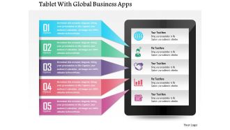 Tablet with global business apps powerpoint template