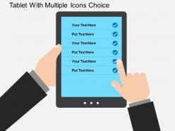 Tablet with multiple icons choice flat powerpoint design