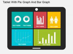 Tablet with pie graph and bar graph flat powerpoint design